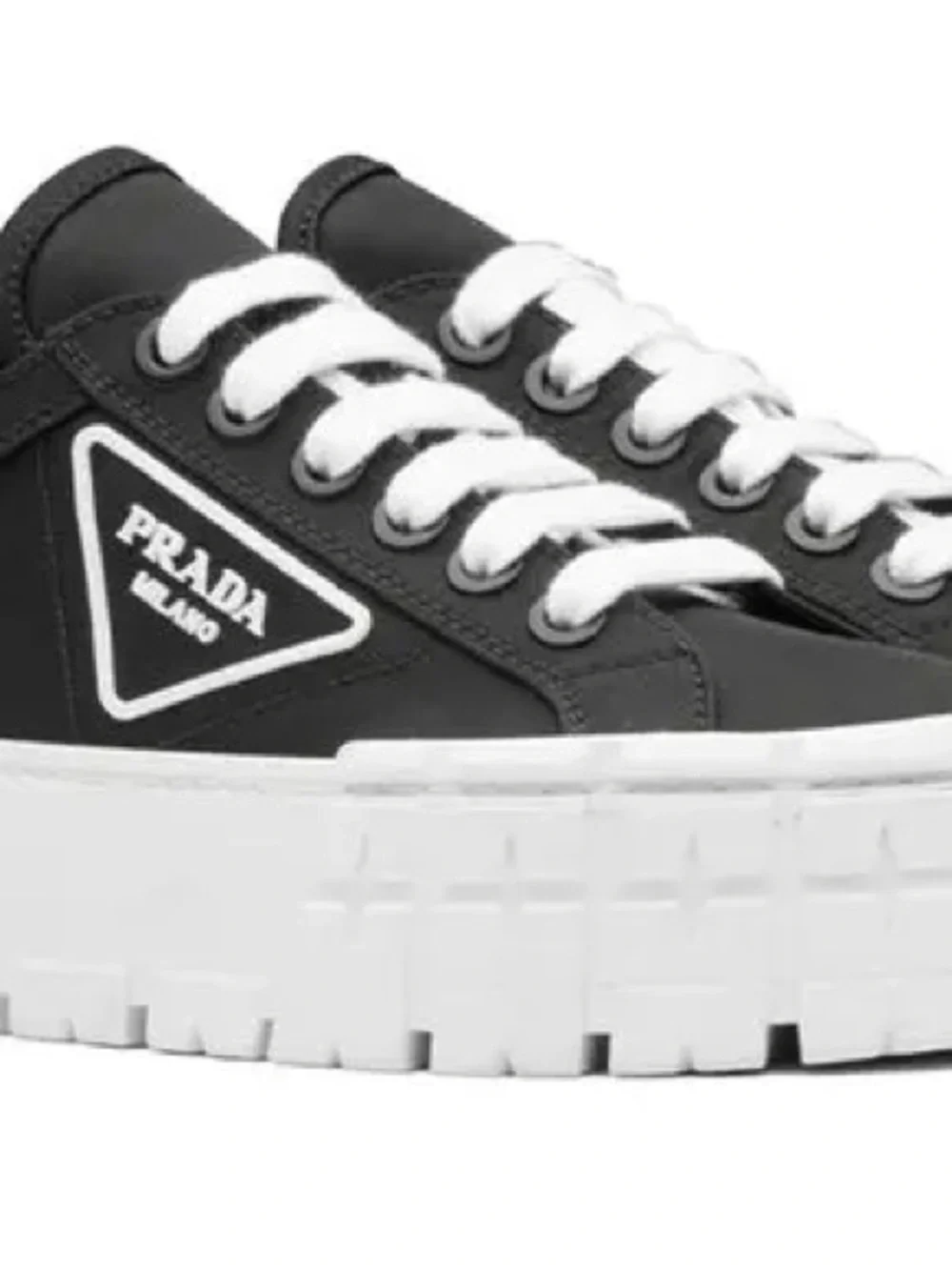 PRADA Double Wheel Re-Nylon Gabardine Sneakers -Black/White